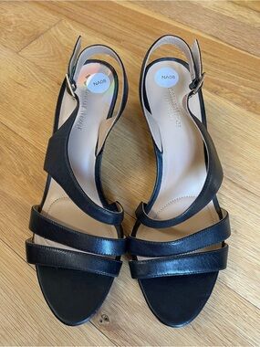 Tai Black Leather Strappy Slingback Sandals